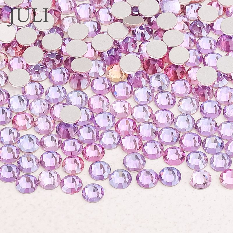 Ss6 Ss16 Ss20 Ss30 AB Round Crystal Stones Non Hot Fix Diamond Glass Flat Back Rhinestone For Crafts