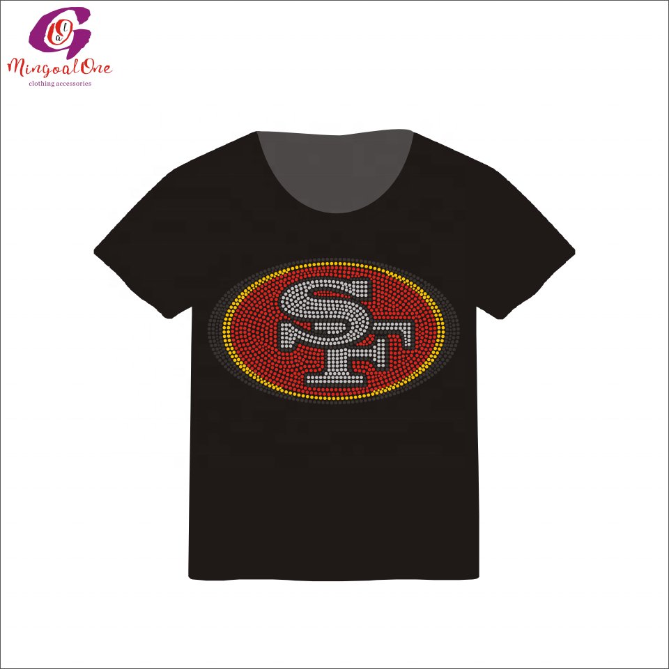 Custom Sport Team NFL Logo Rhinestone Transfer Football Team Logo Iron On Motif Design Custom Rhinestone Heat Transfer Shirt