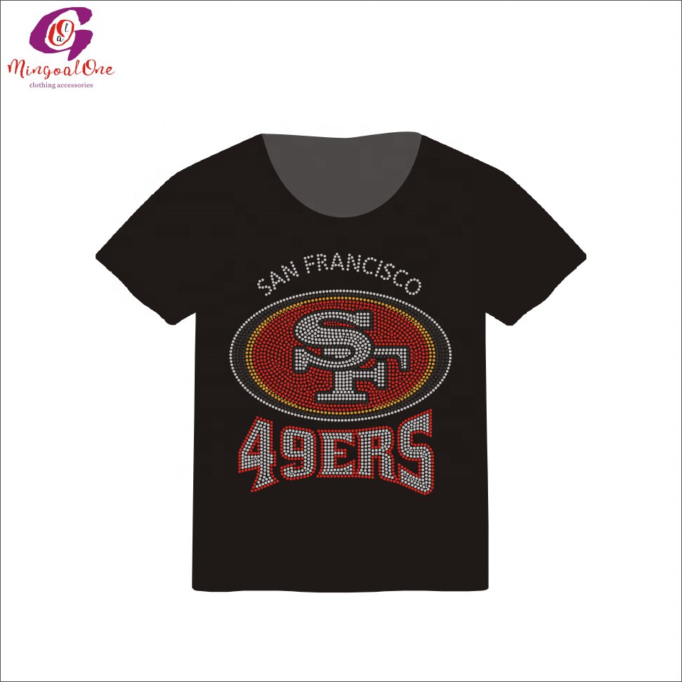 Custom Sport Team NFL Logo Rhinestone Transfer Football Team Logo Iron On Motif Design Custom Rhinestone Heat Transfer Shirt