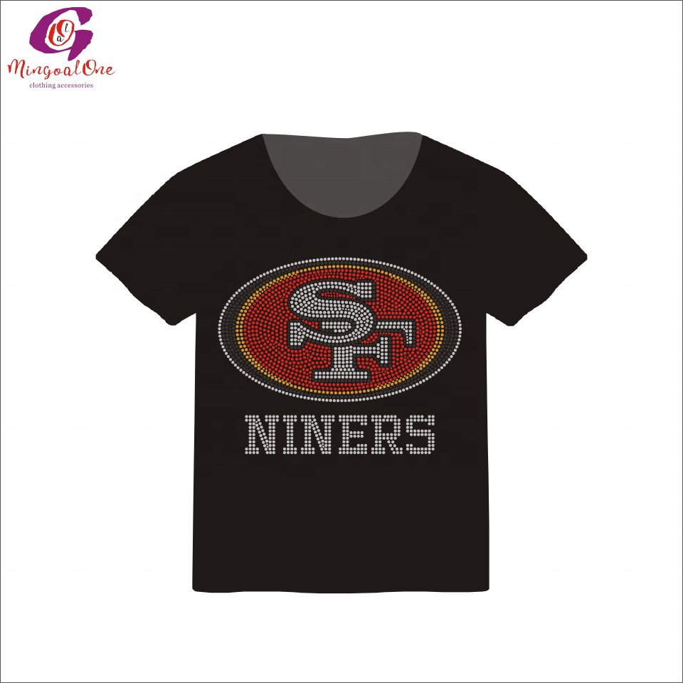 Custom Sport Team NFL Logo Rhinestone Transfer Football Team Logo Iron On Motif Design Custom Rhinestone Heat Transfer Shirt