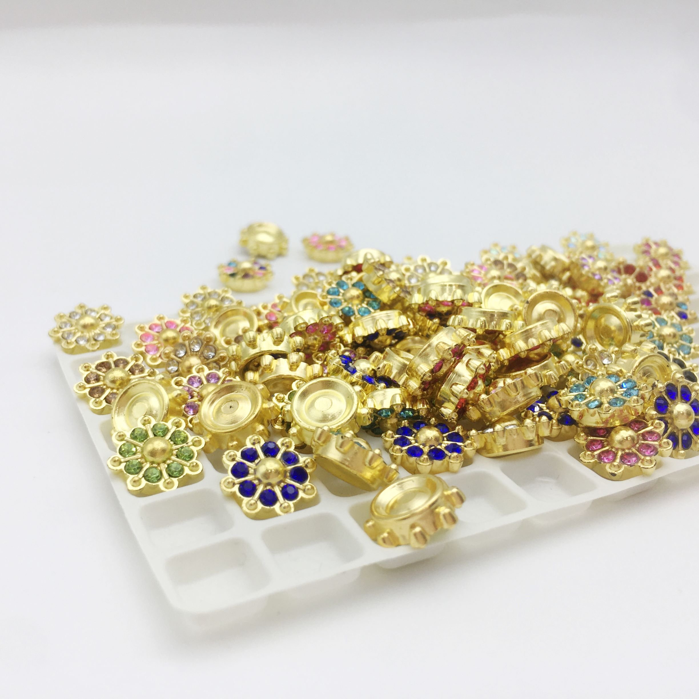 SINRONG DIY 12mm/14mm Accessories Machine Snowflake Shaped Plastic Flower Star Rhinestones Printing/ Gluing