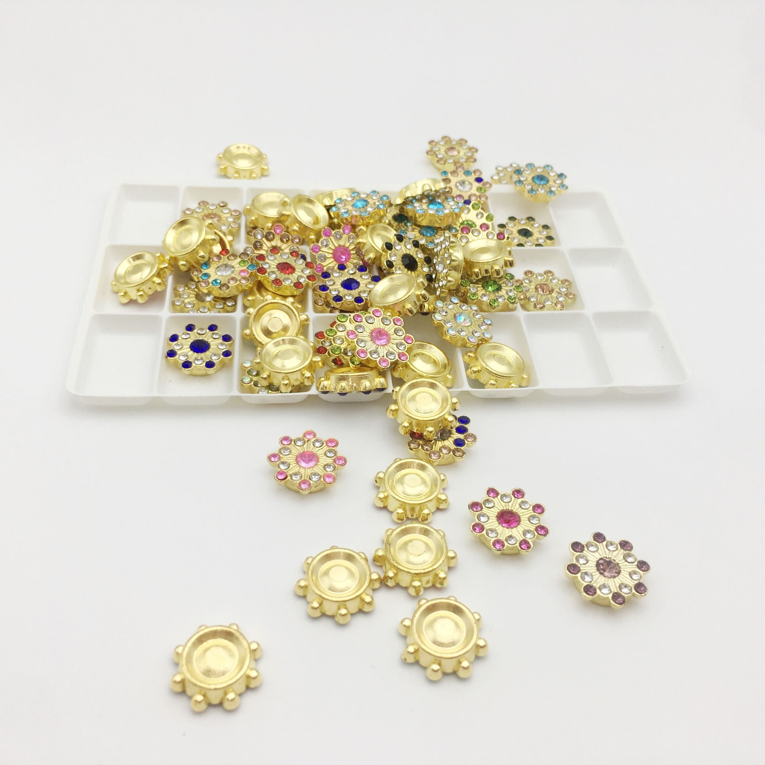SINRONG DIY 12mm/14mm Accessories Machine Snowflake Shaped Plastic Flower Star Rhinestones Printing/ Gluing
