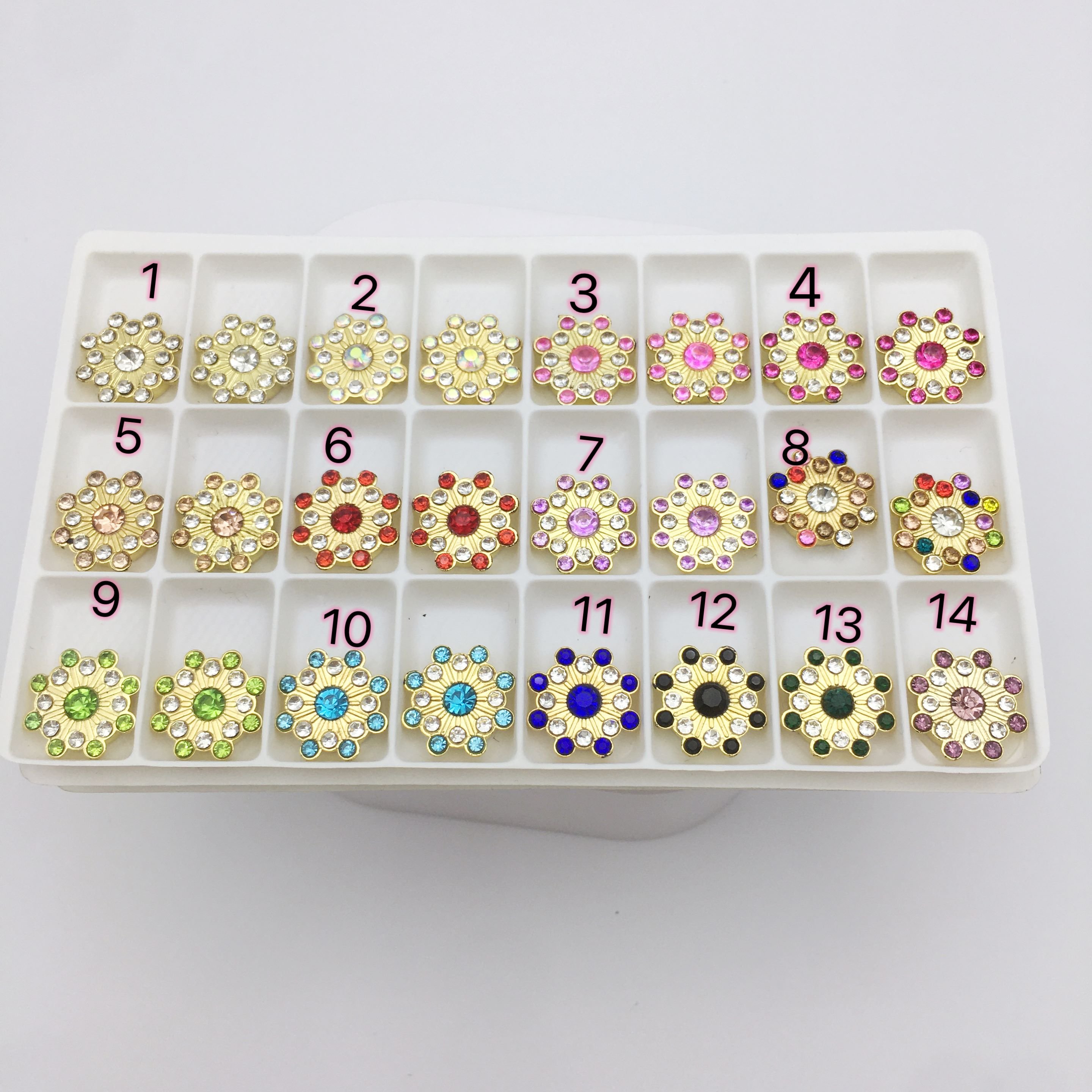 SINRONG DIY 12mm/14mm Accessories Machine Snowflake Shaped Plastic Flower Star Rhinestones Printing/ Gluing