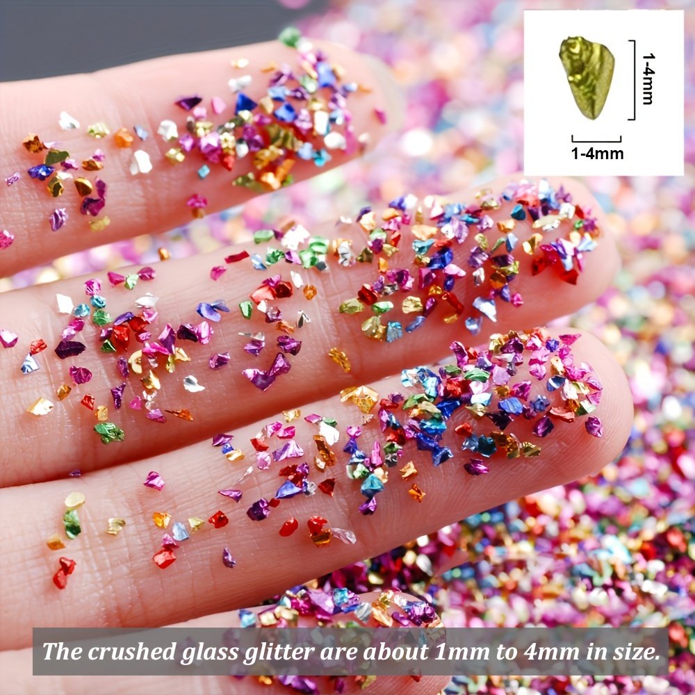 100g/Bag 1-4MM Transparent Crushed Glass Irregular Stone Chunky Iridescent Rock Jewelry For DIY Epoxy Resin Nail Art