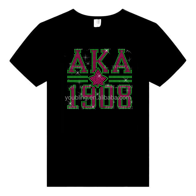 Sorority Aka 1908 Rhinestone Transfer Iron on Design Bling Hot fix Rhinestones Heat Transfer Motif Appliques