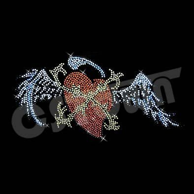 Low Moq Products Bling Winged Iron-On Rhinestone Transfer Iron On Motif Rhinestone Heat Transfer For Shirt