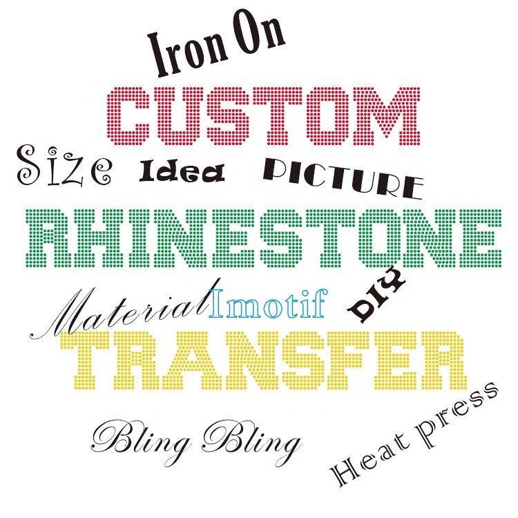 Hot Fix Iron On Custom Rhinestone Transfer Motif For DIY Shirt Heat Press Design