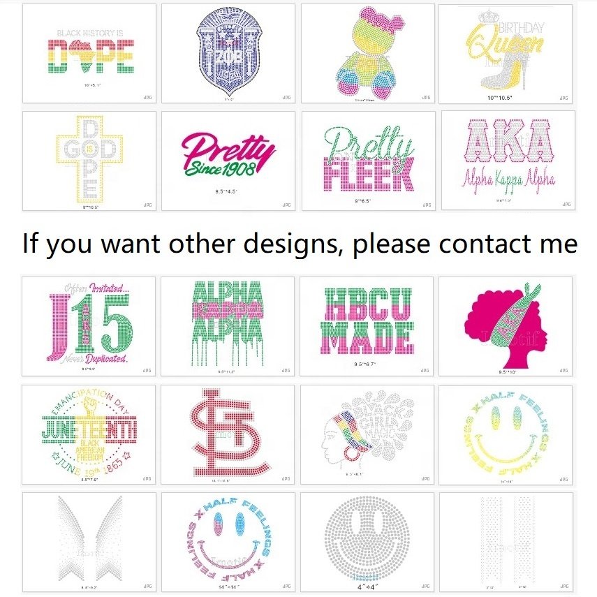 Hot Fix Iron On Custom Rhinestone Transfer Motif For DIY Shirt Heat Press Design