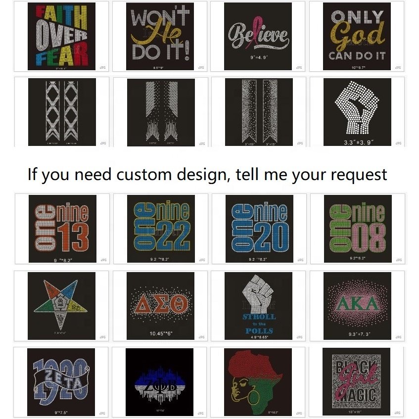 Hot Fix Iron On Custom Rhinestone Transfer Motif For DIY Shirt Heat Press Design