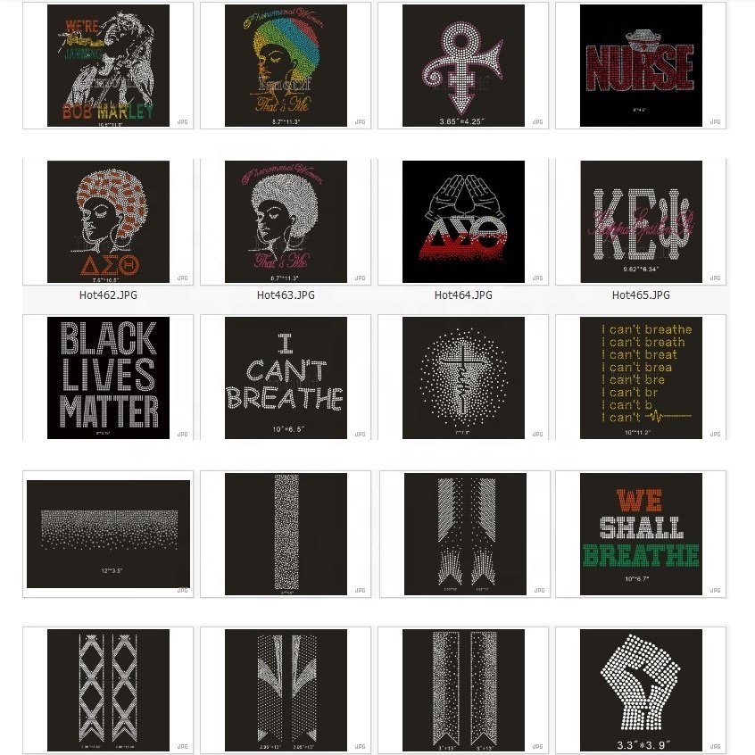 Hot Fix Iron On Custom Rhinestone Transfer Motif For DIY Shirt Heat Press Design