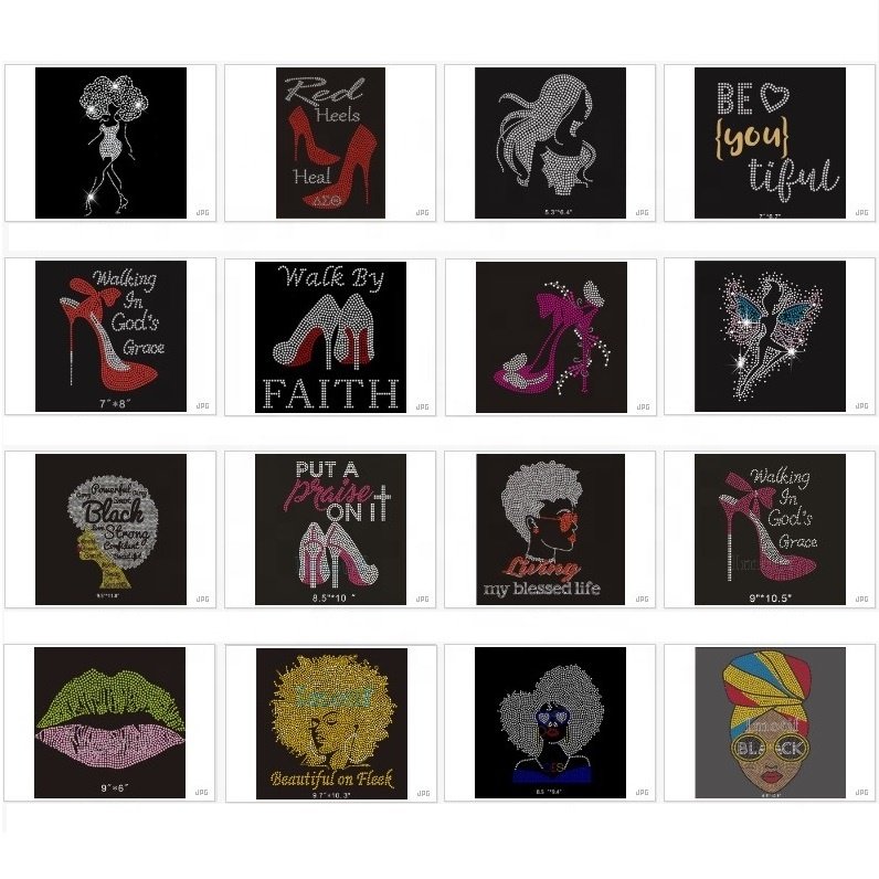 Hot Fix Iron On Custom Rhinestone Transfer Motif For DIY Shirt Heat Press Design