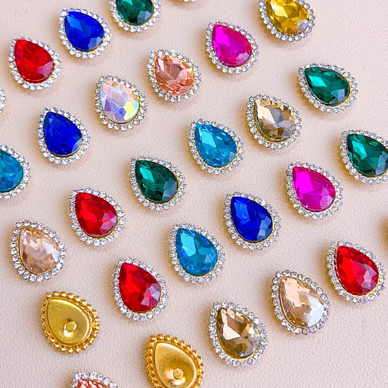 13*18mm Sewing Glass Crystals Teardrop Rhinestones Flat Back Strass Appliques Claw AB Crystal Stones For Needlework Dress