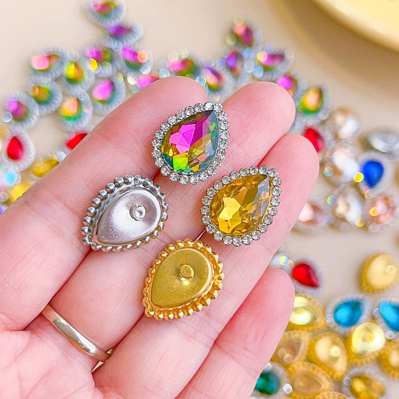 13*18mm Sewing Glass Crystals Teardrop Rhinestones Flat Back Strass Appliques Claw AB Crystal Stones For Needlework Dress