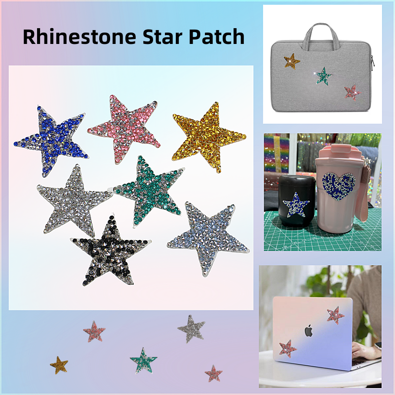 Customized Star Patch Resin Rhinestone Pearl Gold Star Crystal Shining Five pointed Star Water Diamond Patch