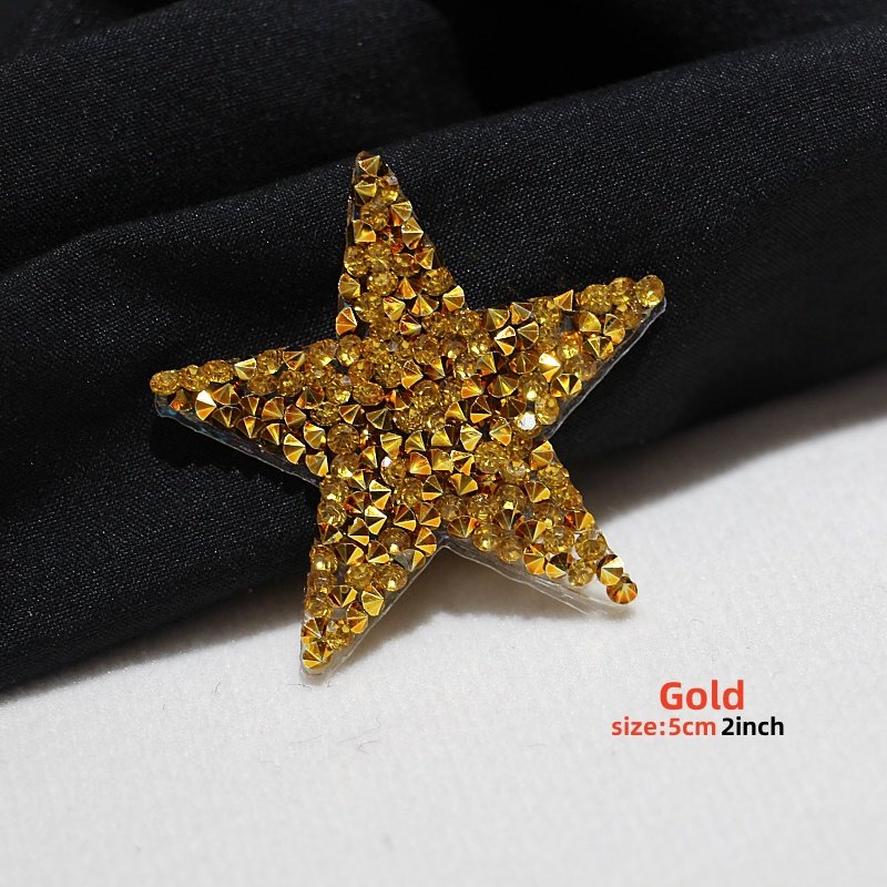 Customized Star Patch Resin Rhinestone Pearl Gold Star Crystal Shining Five pointed Star Water Diamond Patch