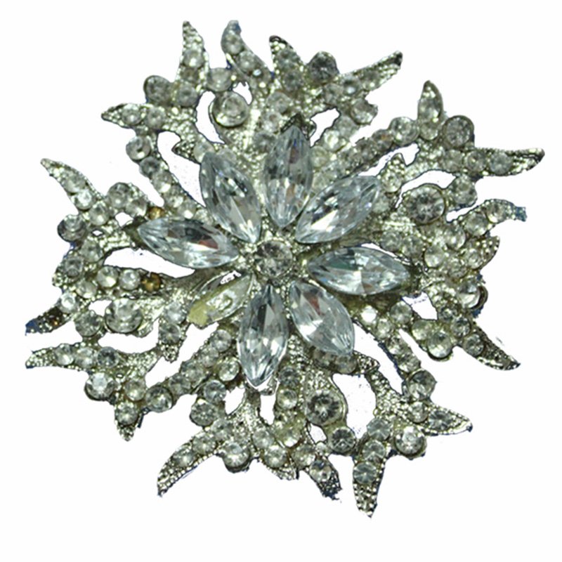 Wholesales custom fashion elegant silver rhinestone crystal brooches pins for women