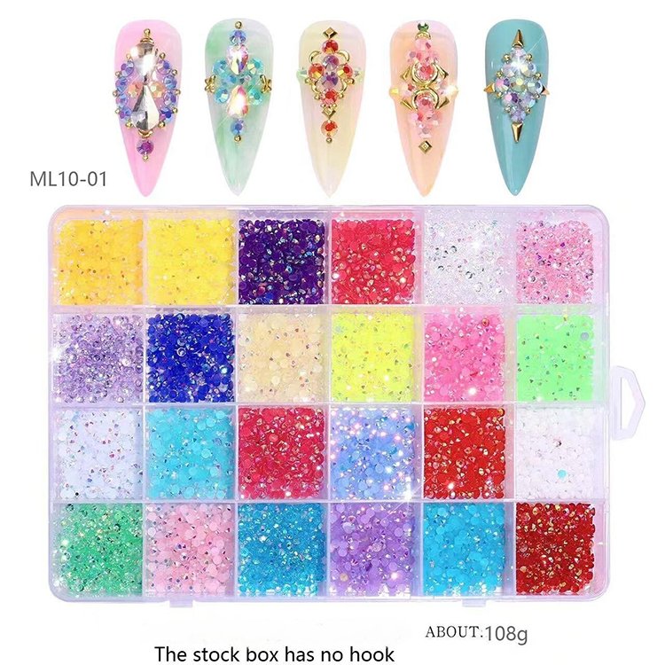 3500 Pcs Round Resin Flat Bottom Color Glitter Rhinestones DIY 3D Nail Art Decoration Accessories