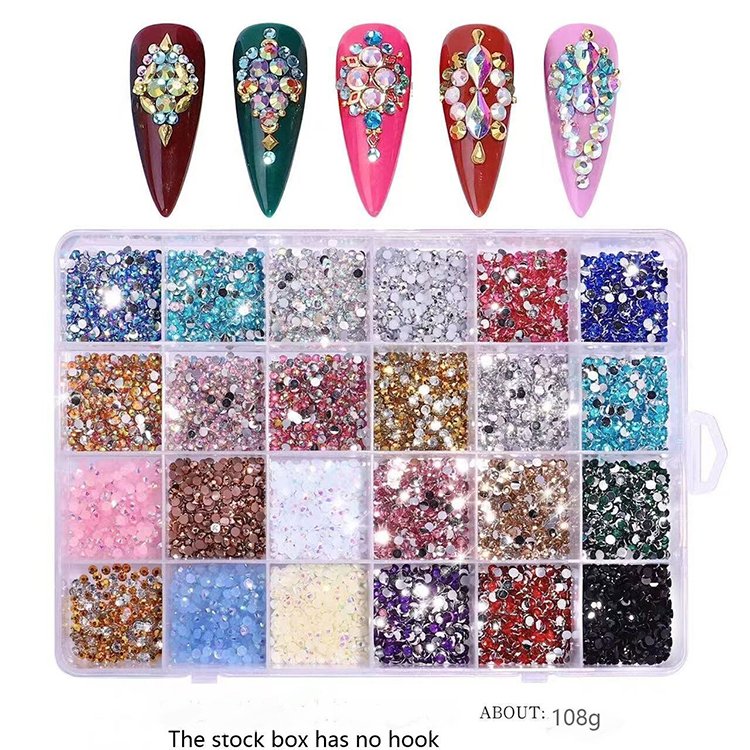 3500 Pcs Round Resin Flat Bottom Color Glitter Rhinestones DIY 3D Nail Art Decoration Accessories