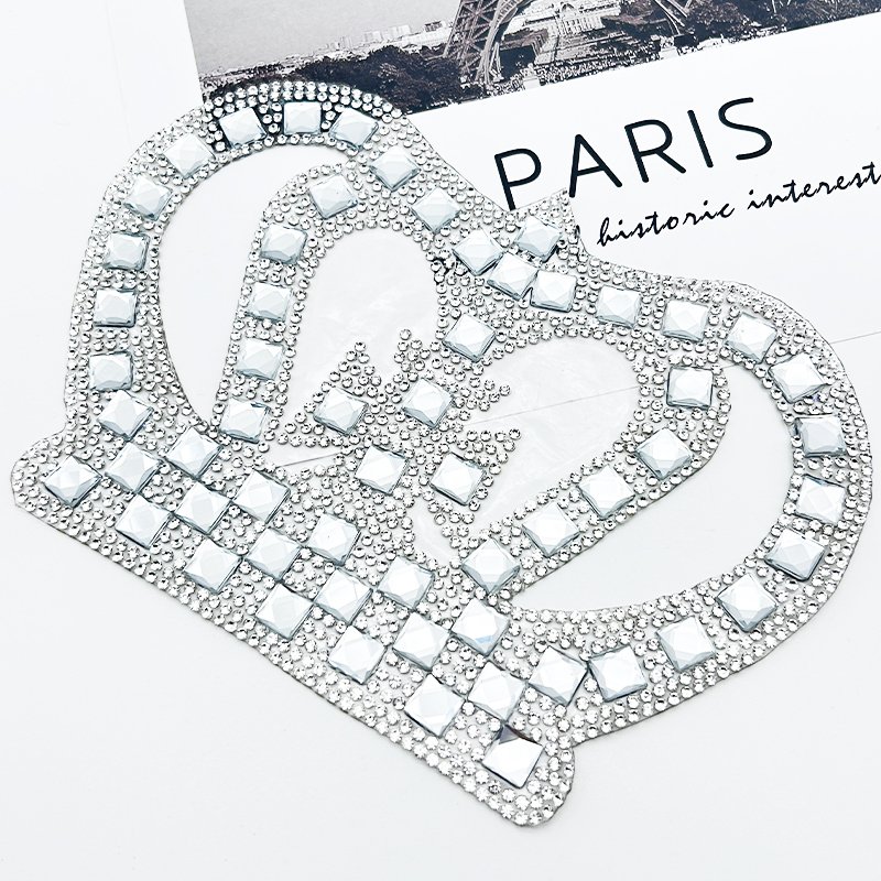 Glass crystals hotfix rhinestone fabric diamante rhinestone mesh crown patch