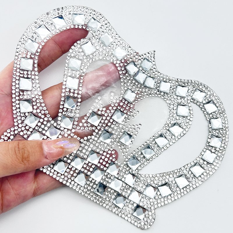 Glass crystals hotfix rhinestone fabric diamante rhinestone mesh crown patch
