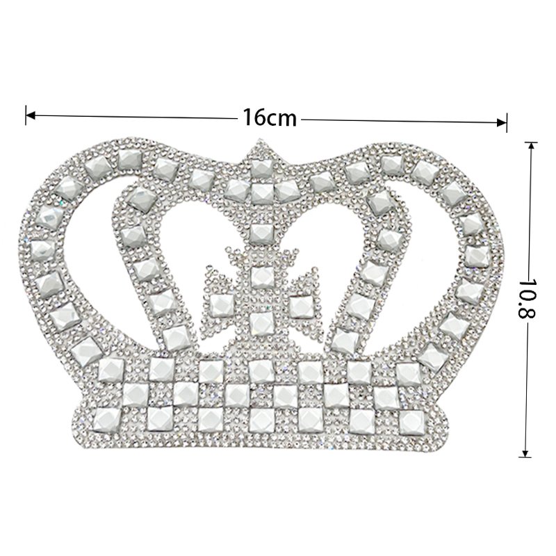 Glass crystals hotfix rhinestone fabric diamante rhinestone mesh crown patch