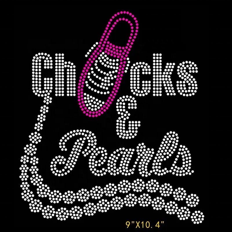 New Arrival Iron on Bling Motif Rhinestones Heat Transfer Design Hotfix Strass Transfer Chucks and Pearl Rhinestone Transfer
