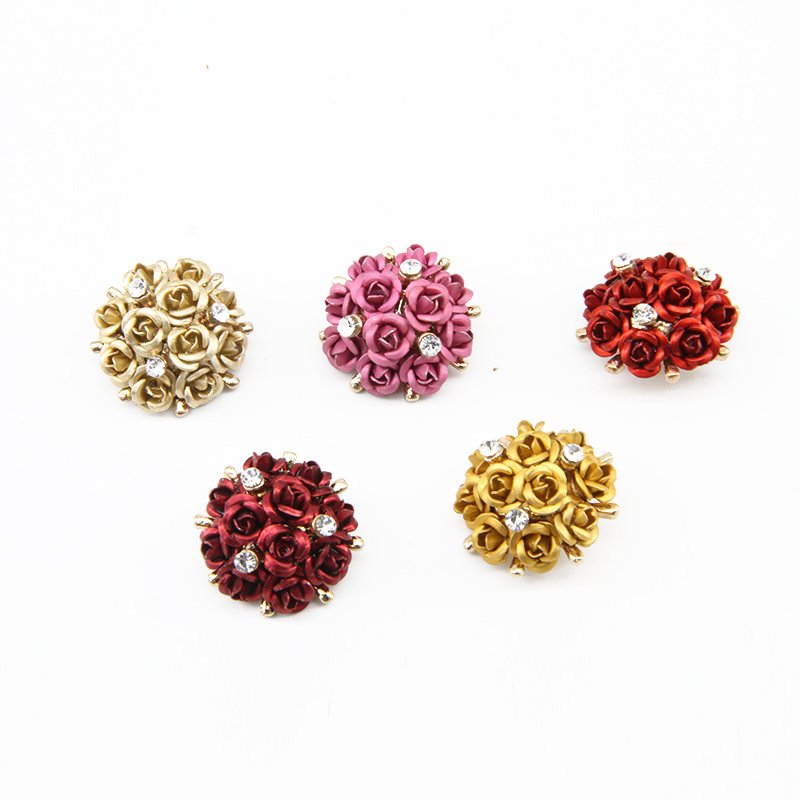 New Popular Beautiful Special Rose Flower Button Retro Rhinestone Buttons For Women Coat