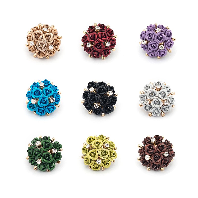 New Popular Beautiful Special Rose Flower Button Retro Rhinestone Buttons For Women Coat