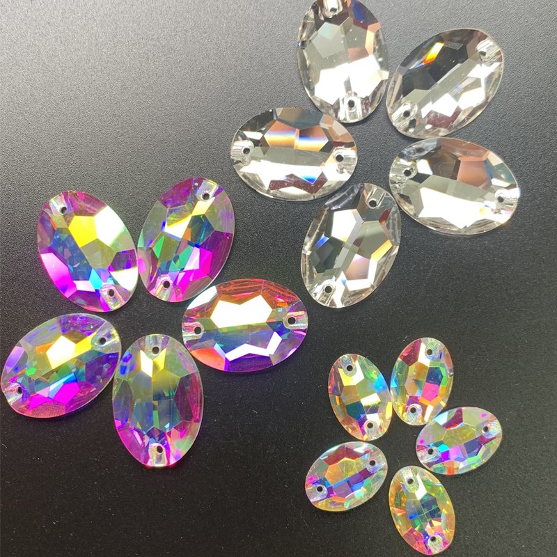 LUCKY highest quality wholesale glass sew on rhinestone drop shape crystal ab