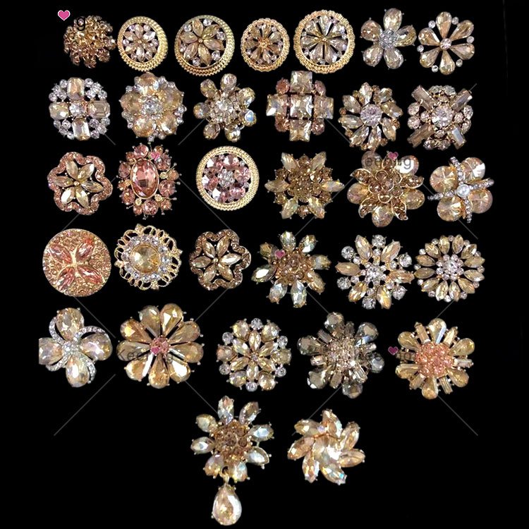 Keering WBK Red Gold Green Pink Crystal Rhinestones Buttons For Clothes Bags Shoes Hats Garment Accessories