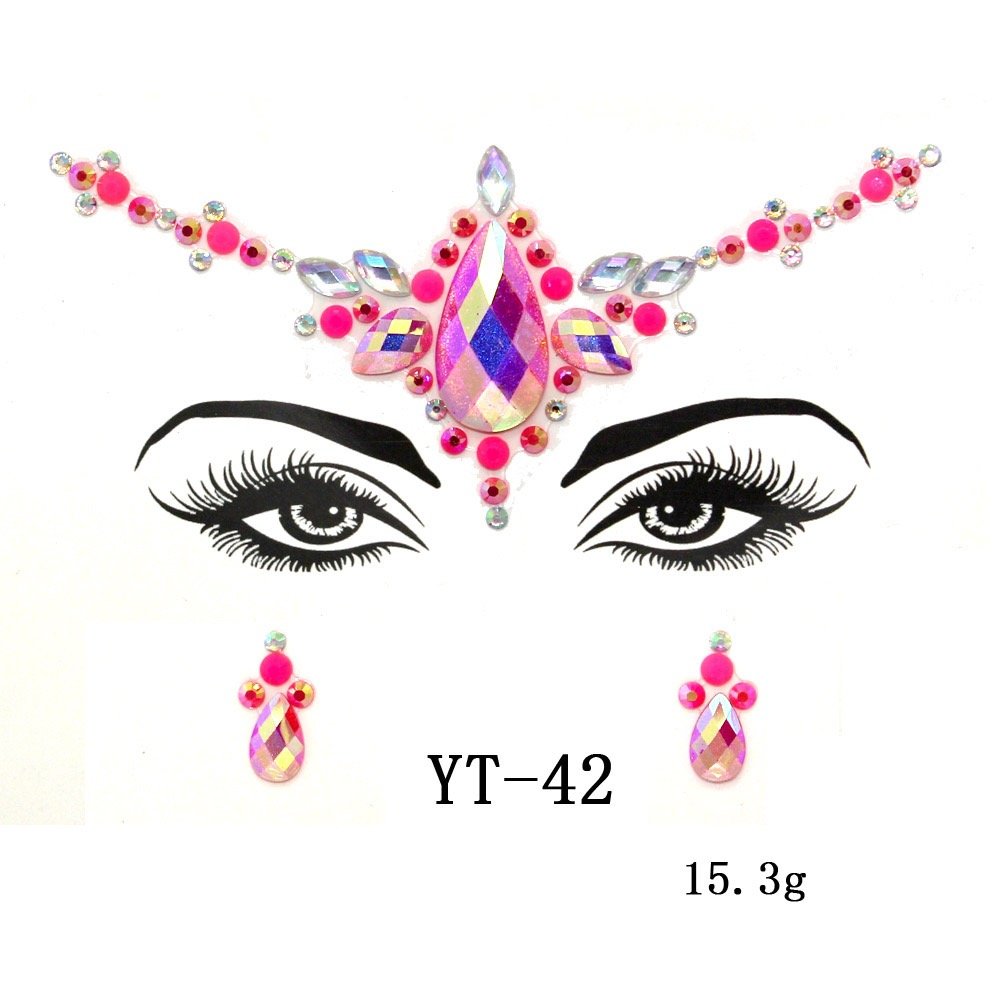 Halloween Glitter Rhinestone Crystal Diamond Face Tattoo Temporary Jewel Art Sticker Happy Game Double Face Gems Sticker