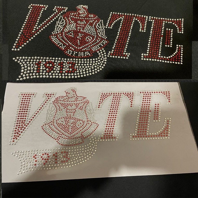 Vote Delta 1913 University Sorority Design Iron On Custom Rhinestone Transfer Motif