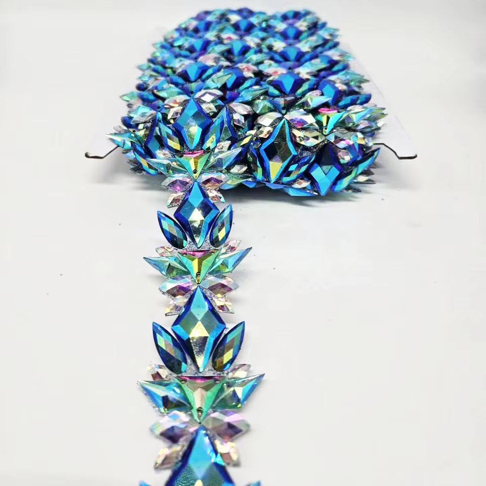 Hot fix accessories Cloth accessory resin Rhinestone code chain Customized for cloth bag