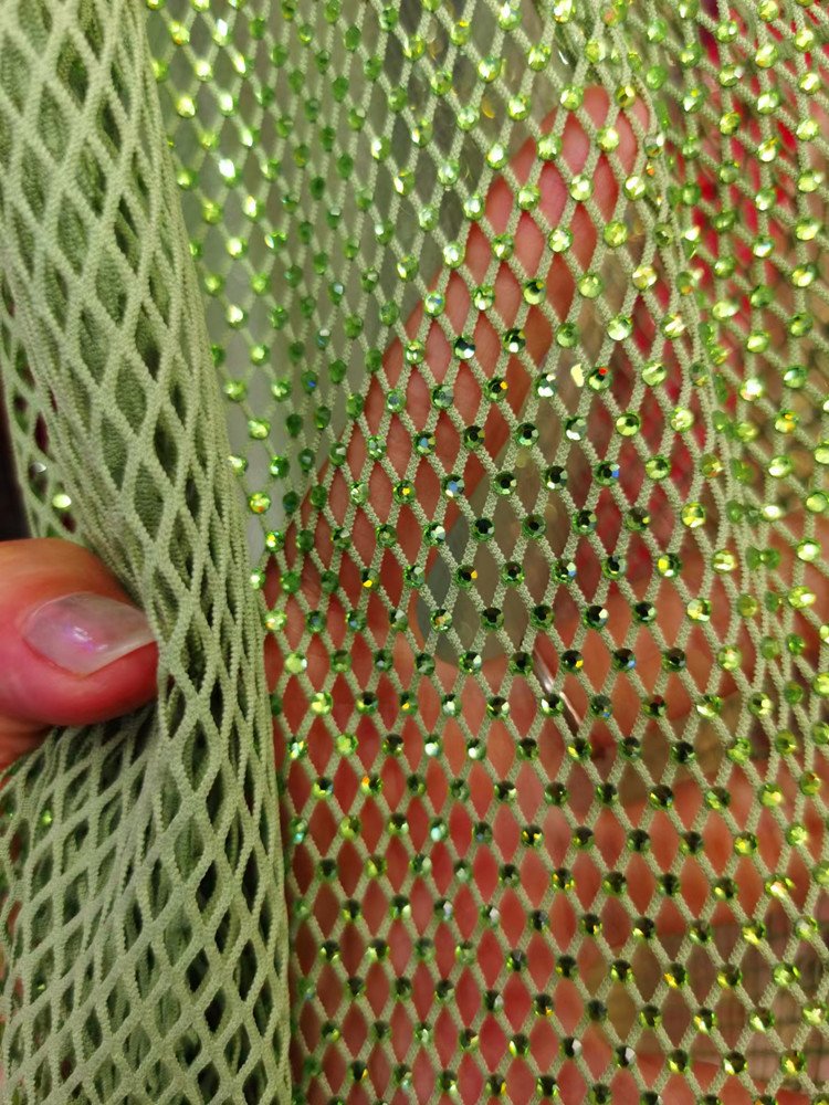 High quality diamante AB stone stretch rhinestone mesh fabric fishing net with stones for dress