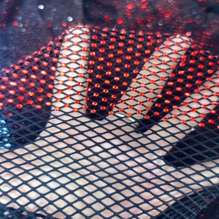 High quality diamante AB stone stretch rhinestone mesh fabric fishing net with stones for dress