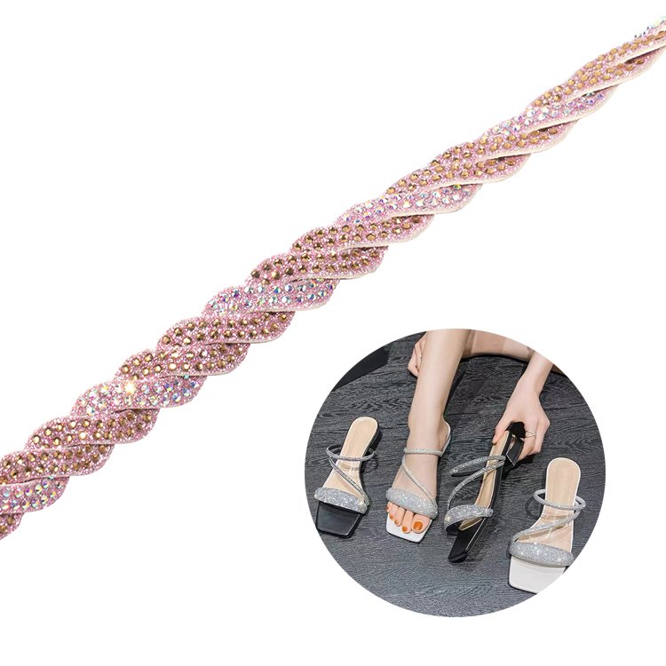 Factory wholesale custom crystal rhinestone strap decorative rope, shoe material accessories shoe upper trim