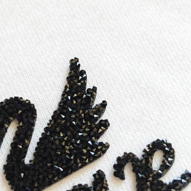 Custom animal pattern Tags Flatback heat transfer printing rhinestone clothing stickers shiny black diamond label