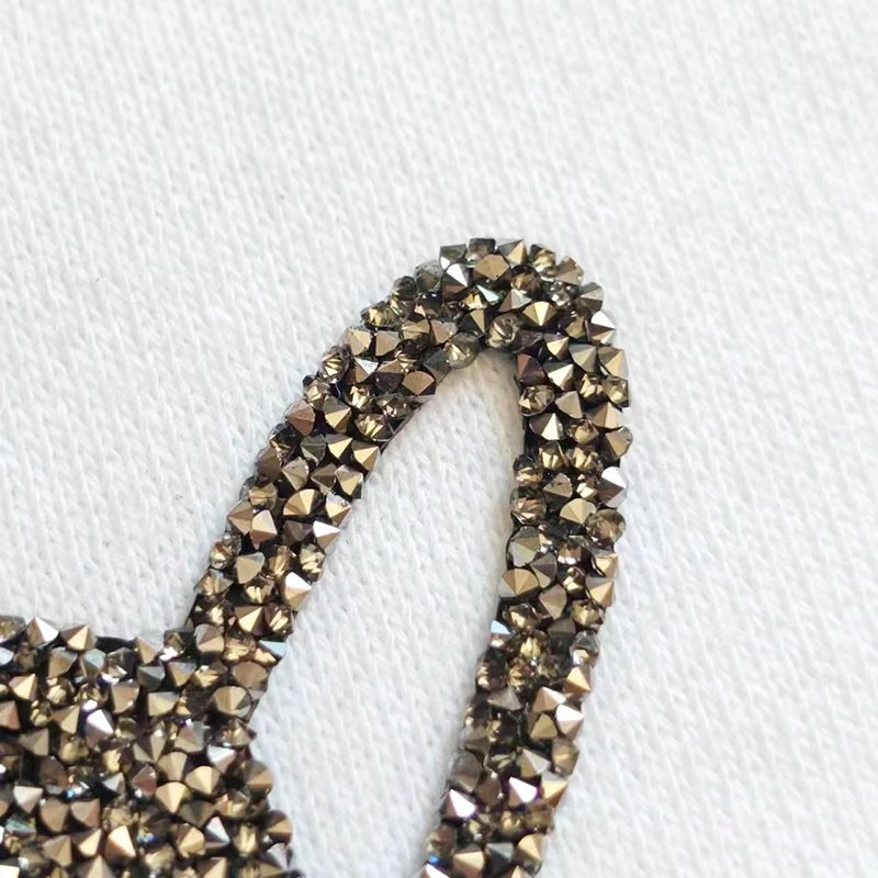 Custom animal pattern Tags Flatback heat transfer printing rhinestone clothing stickers shiny black diamond label