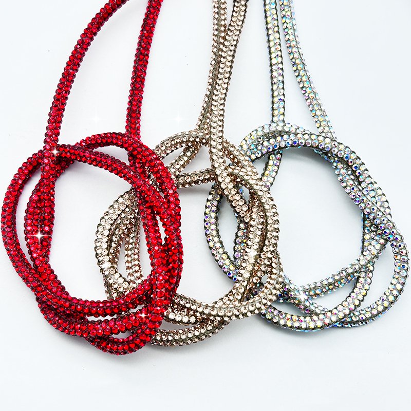 Factory direct sale bling crystal diamond mesh rhinestone rope decorations Diamond Lace Charms Shoe laces