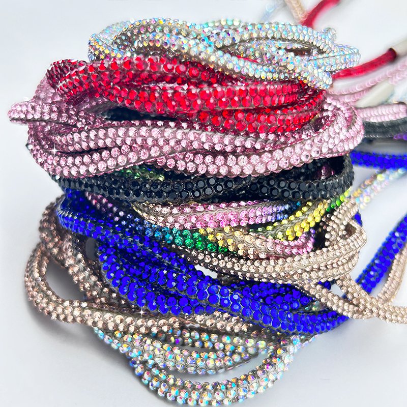 Factory direct sale bling crystal diamond mesh rhinestone rope decorations Diamond Lace Charms Shoe laces