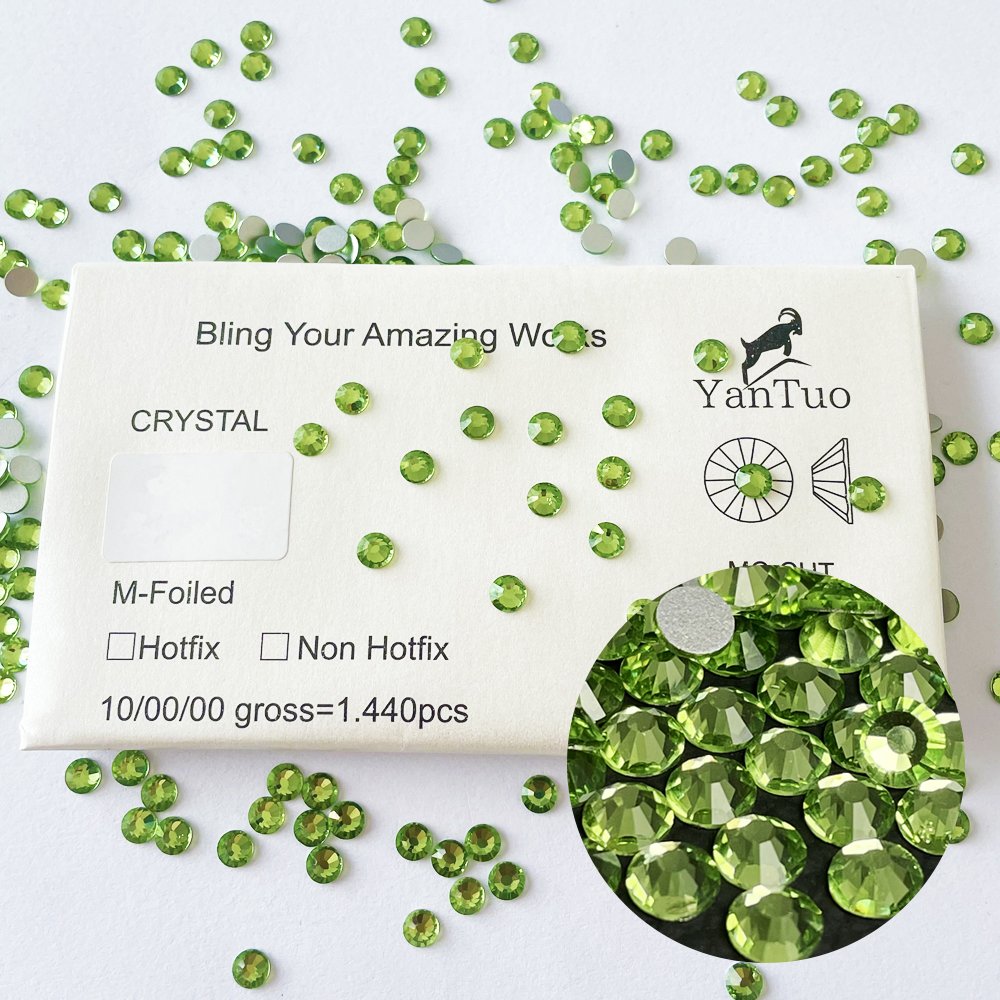 Yantuo Glass Strass wholesale glass Rhinestones peridot Loose Nail Art Rhinestones ss3-ss20 Supplier Non Hot Fix