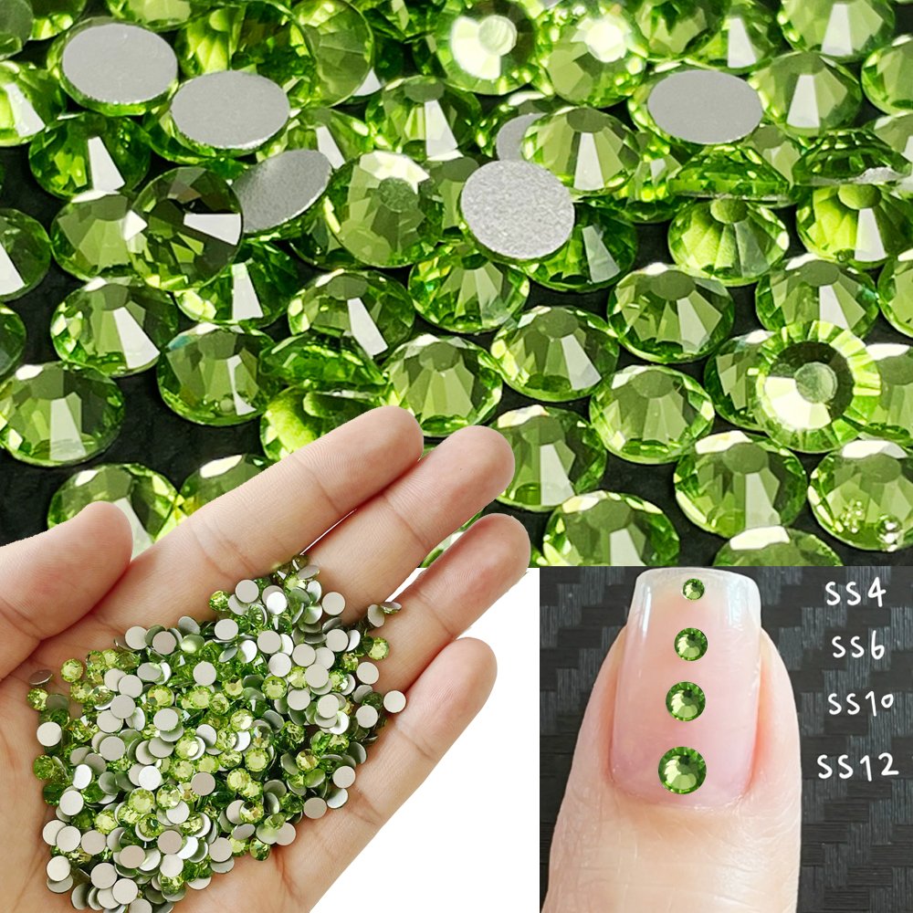 Yantuo Glass Strass wholesale glass Rhinestones peridot Loose Nail Art Rhinestones ss3-ss20 Supplier Non Hot Fix