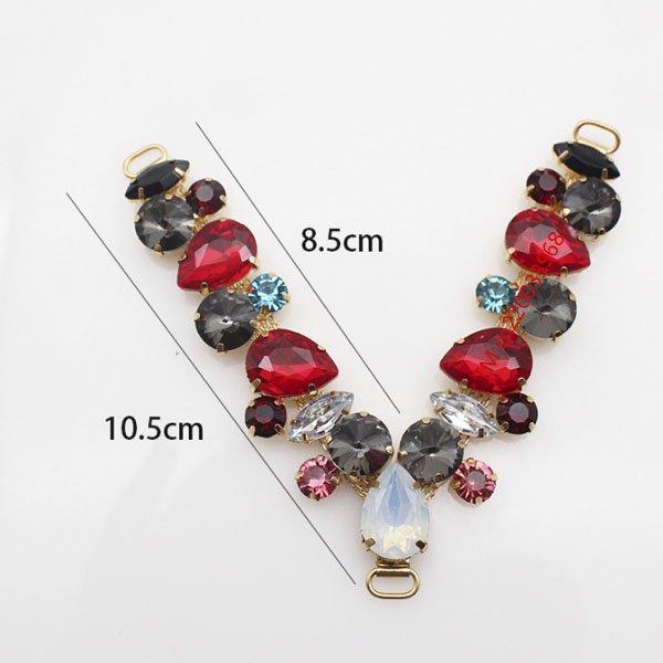 Mixed Color Crystal Rhinestone Metal Sandals Shiny Accessories Beach Flip-Flops Swimsuit Chain Link Decoration Chain Link