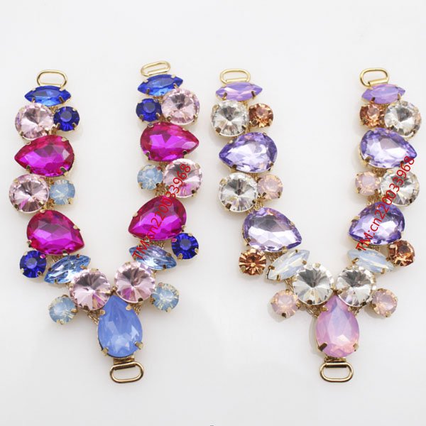 Mixed Color Crystal Rhinestone Metal Sandals Shiny Accessories Beach Flip-Flops Swimsuit Chain Link Decoration Chain Link