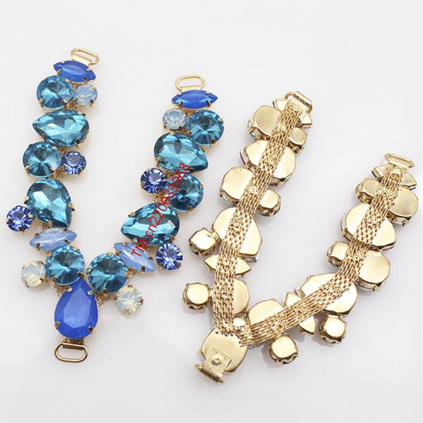 Mixed Color Crystal Rhinestone Metal Sandals Shiny Accessories Beach Flip-Flops Swimsuit Chain Link Decoration Chain Link
