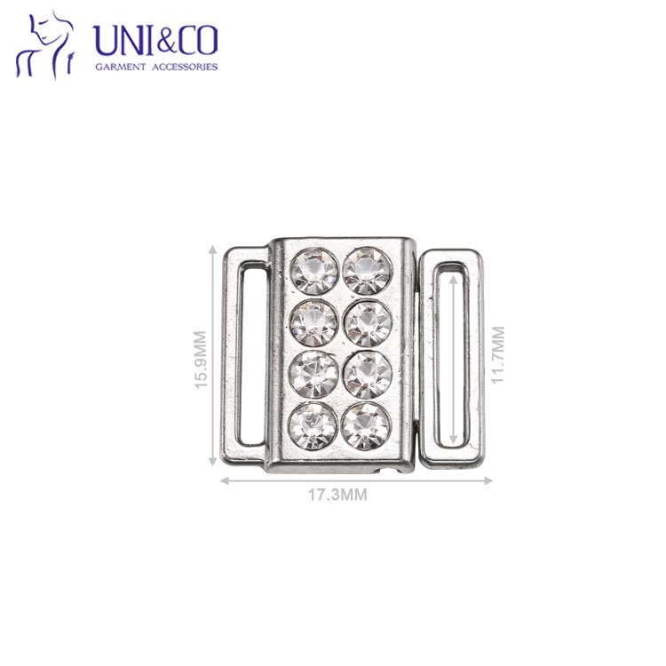Swimwear front closure clasp rhinestone swimwear bra fasteners