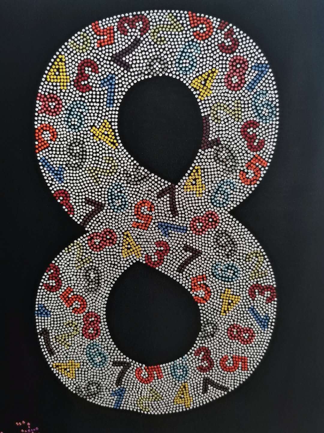 Hot sale colorful digital 8 iron hotfix rhinestone transfer motif for garment