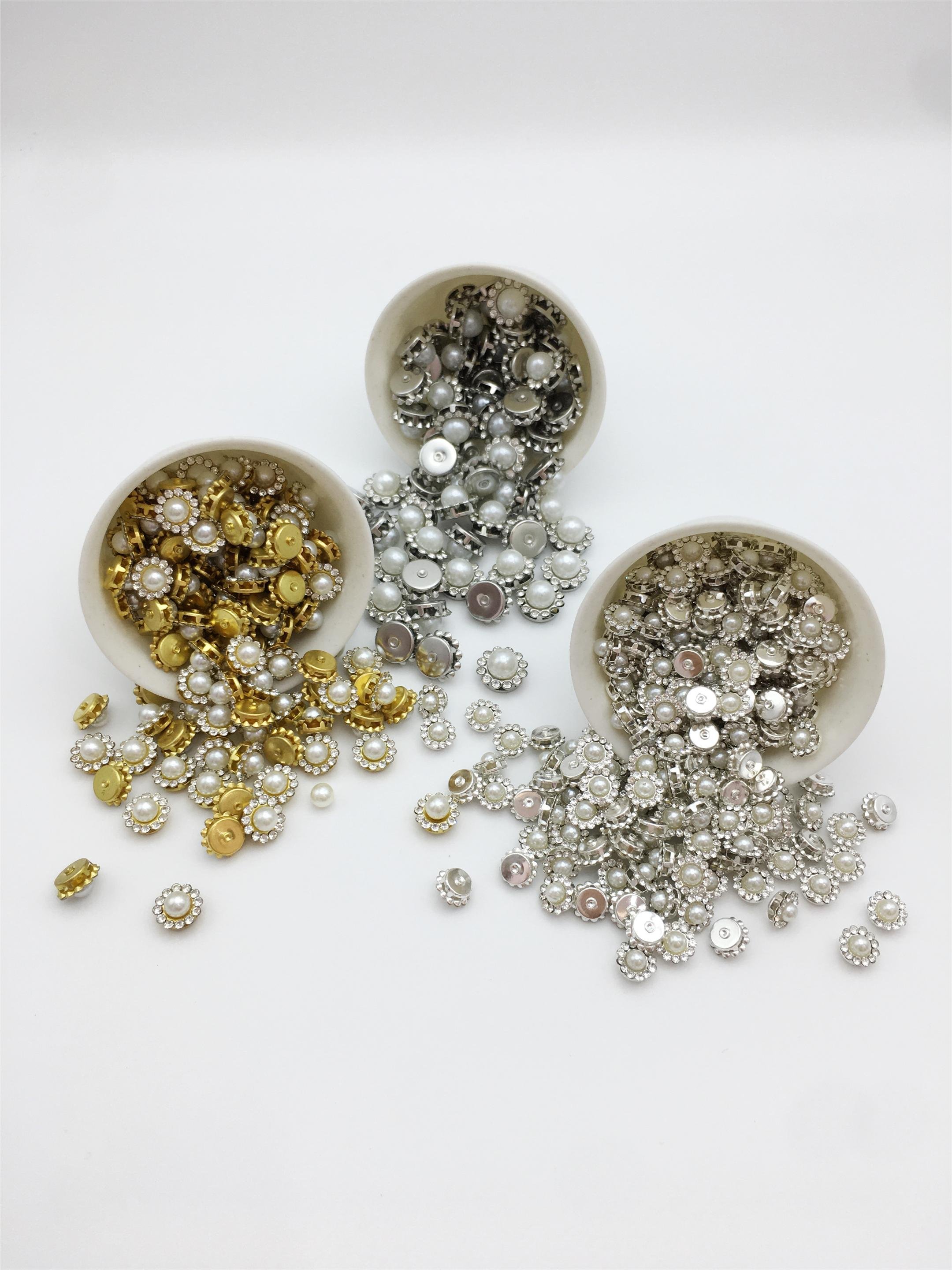 SINRONG DIY Flat Back Rhinestone Beads Pearl Inlay Loose Clothing Garments Bags-Flower Shape Accessory