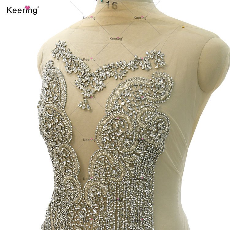 WDP-441 Keering Custom Design Rhinestone Applique Crystal With Necklaces For Women Wedding Dress Prom