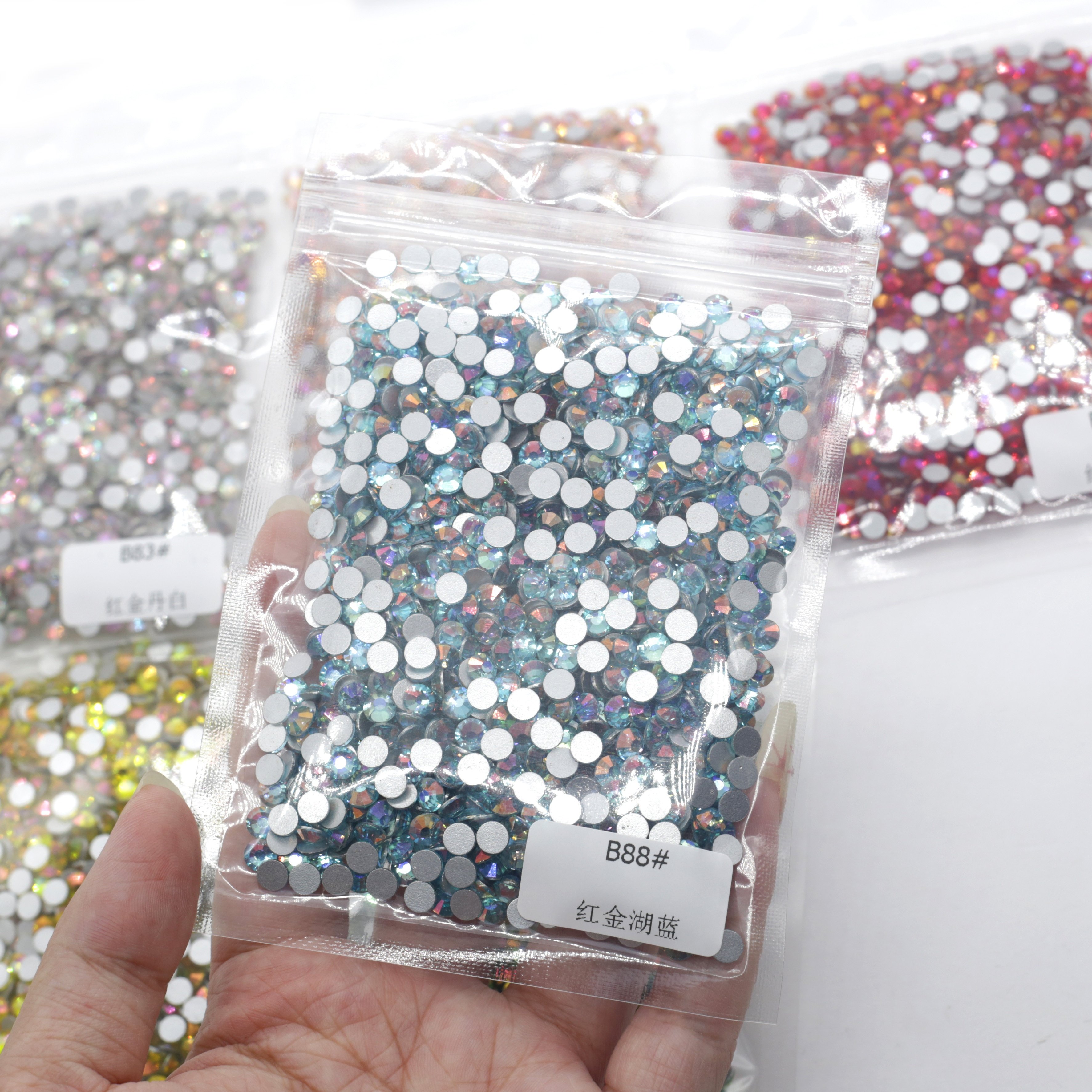 Factory AB Color Non Hot Fix Glass Rhinestone 12 cuts Round Sliver Back Crystal For Nail Art DIY